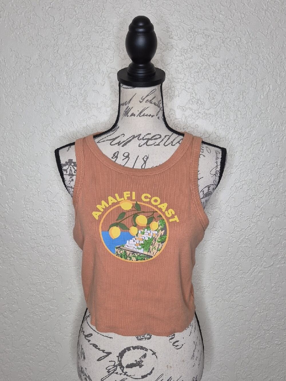Mighty Fine Amalfi Coast Graphic Cropped Tank Top Size XL